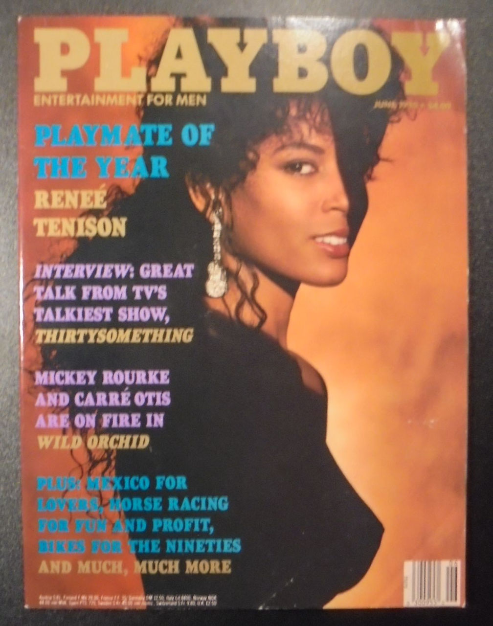 Playboy Lehti USA 1990-06 – Renee Tenison Mickey Rourke Carré Otis – Alkuperäinen painos
