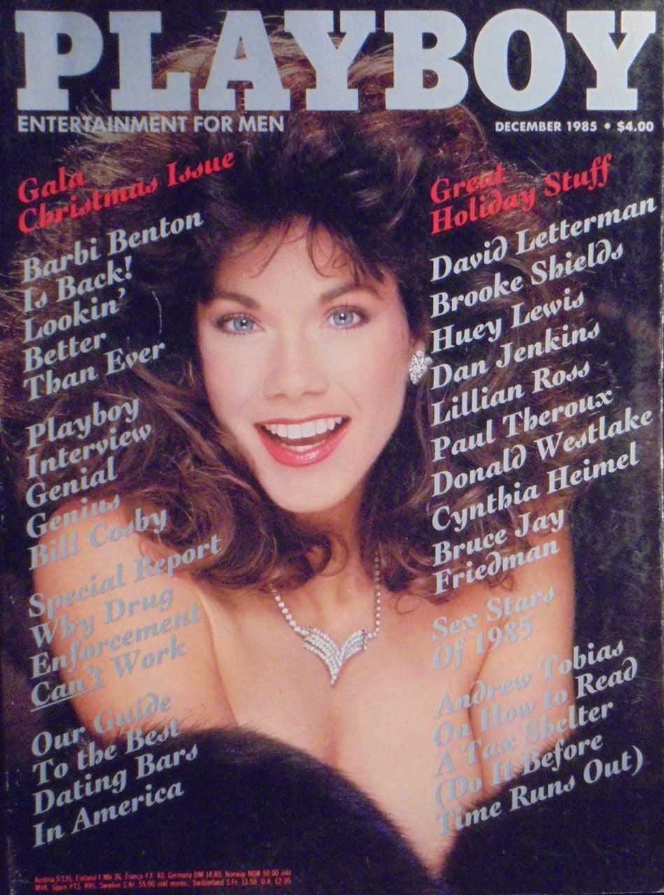Playboy Rivista USA 1985-12 – Barbi Benton Bill Cosby David Letterman Brooke Shields Huey Lewis – Edizione originale
