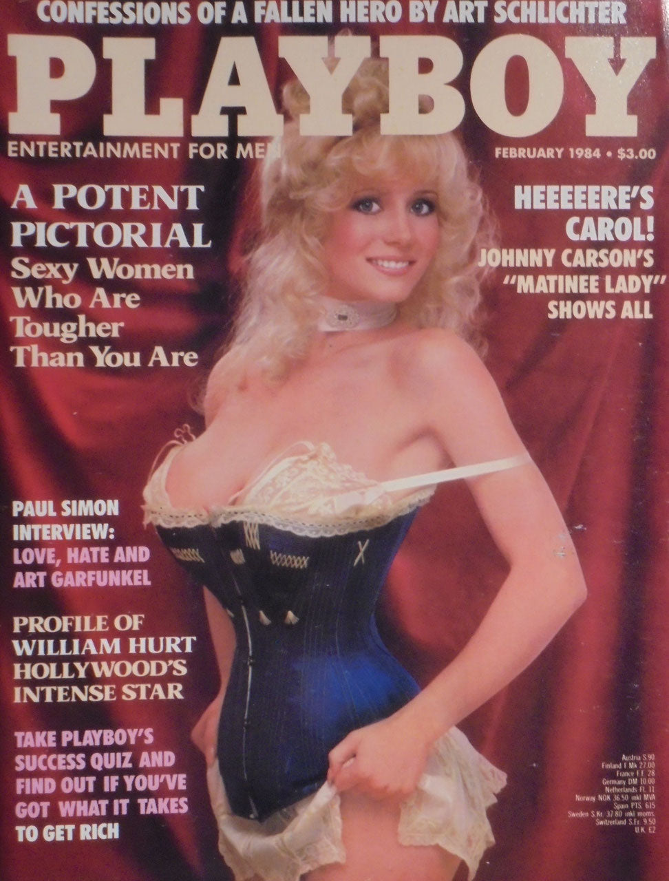 Playboy Revista USA 1984-02 – Carol Wayne Paul Simon Art Garfunkel William Hurt Johnny Carson – Edição original