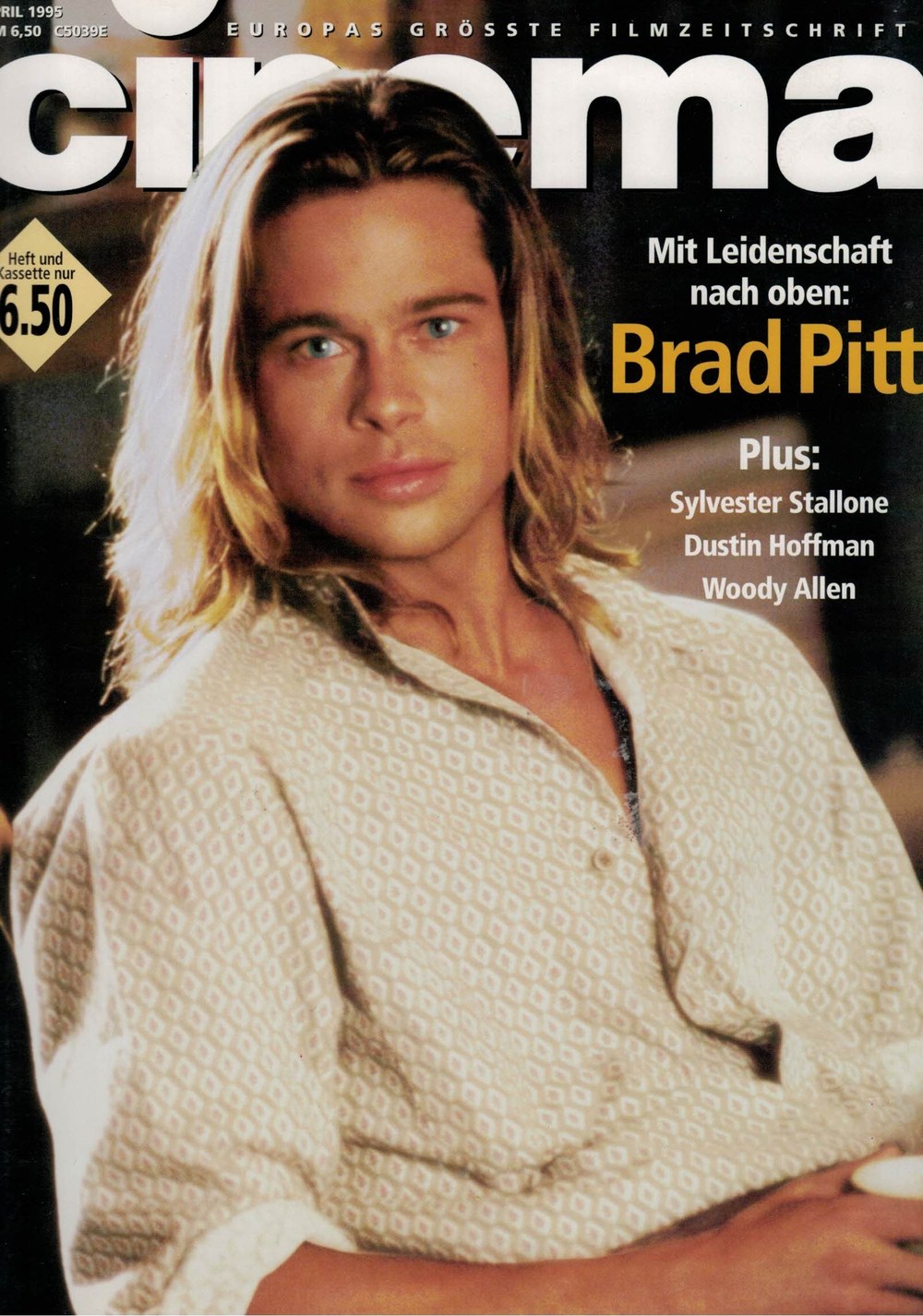 Cinema Lehti Saksa 1995-04 – Brad Pitt Sylvester Stallone Dustin Hoffman Woody Allen – Alkuperäinen painos
