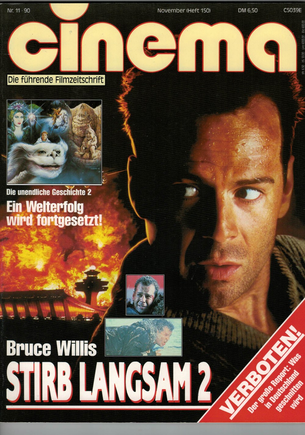 Cinema Lehti Saksa 1990-11 Bruce Willis Alkuperäinen painos