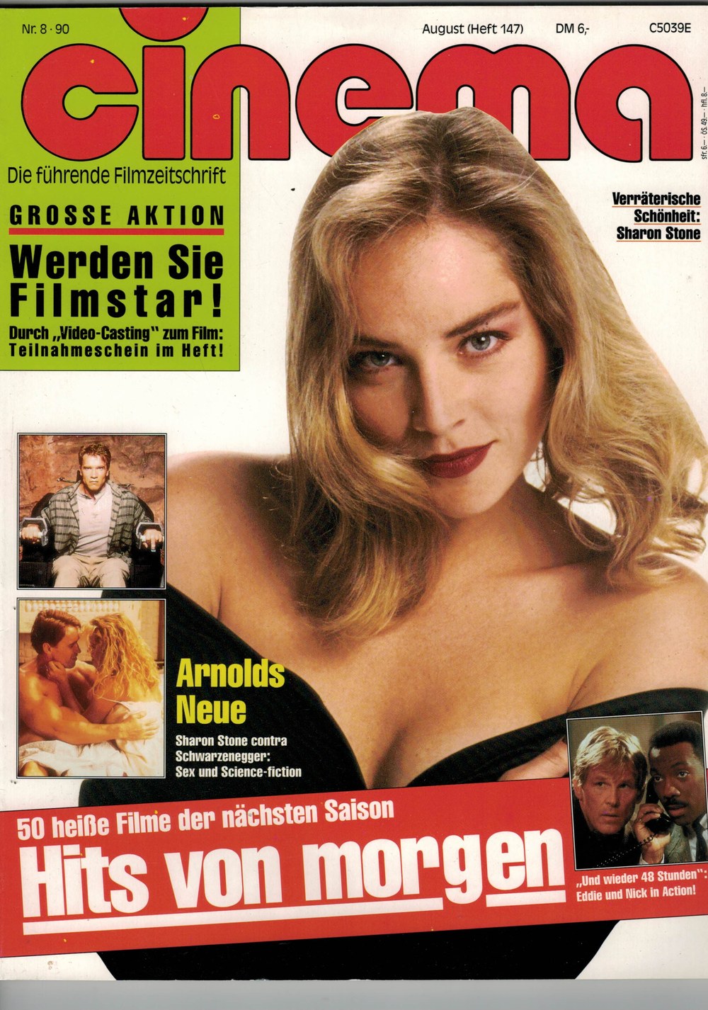 Cinema Tijdschrift Duitsland 1990-08 Sharon Stone Arnold Schwarzenegger Eddie Murphy Nick Nolte Originele uitgave