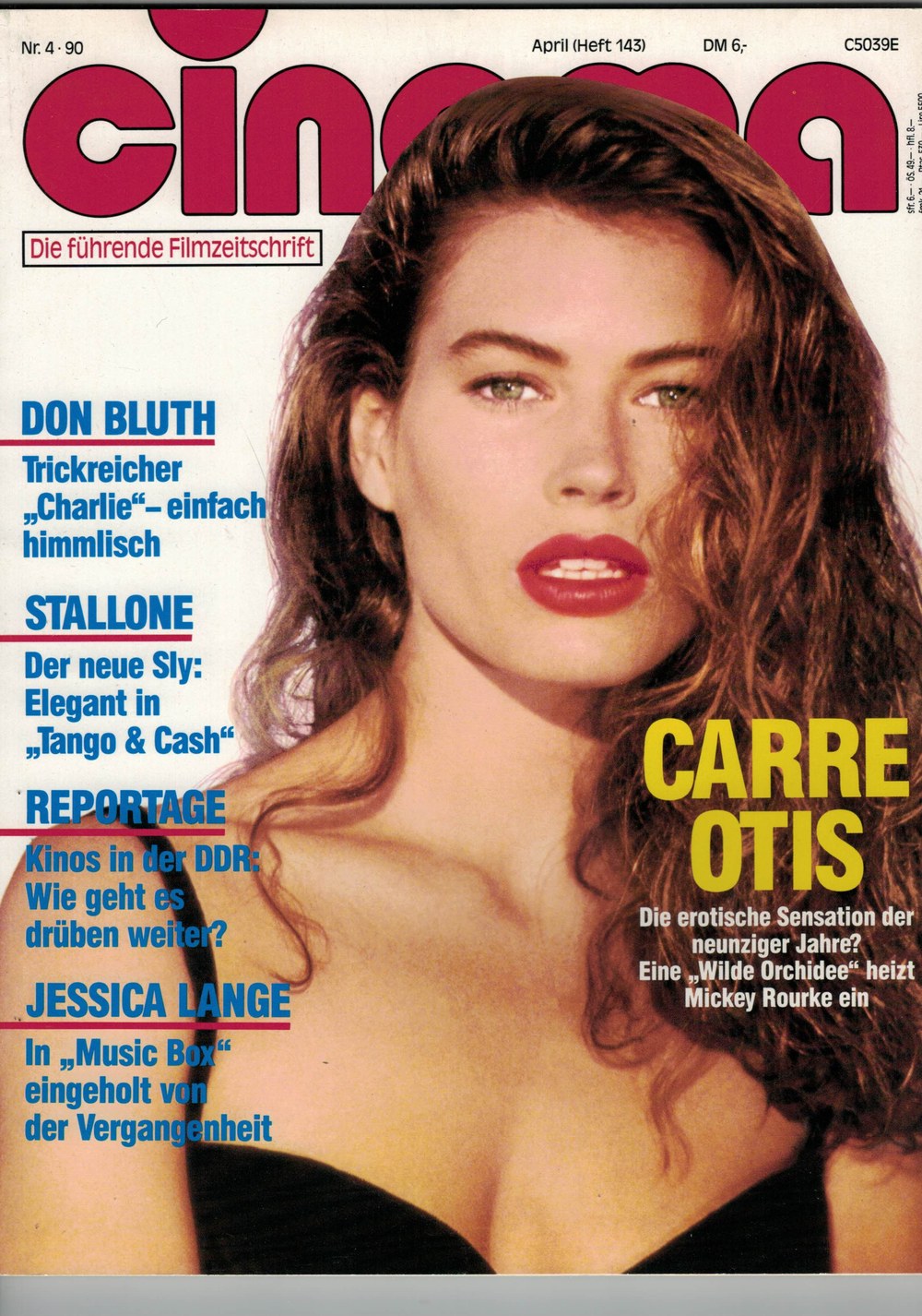 Cinema Tijdschrift Duitsland 1990-04 Carre Otis Don Bluth Sylvester Stallone Jessica Lange Mickey Rourke Originele uitgave