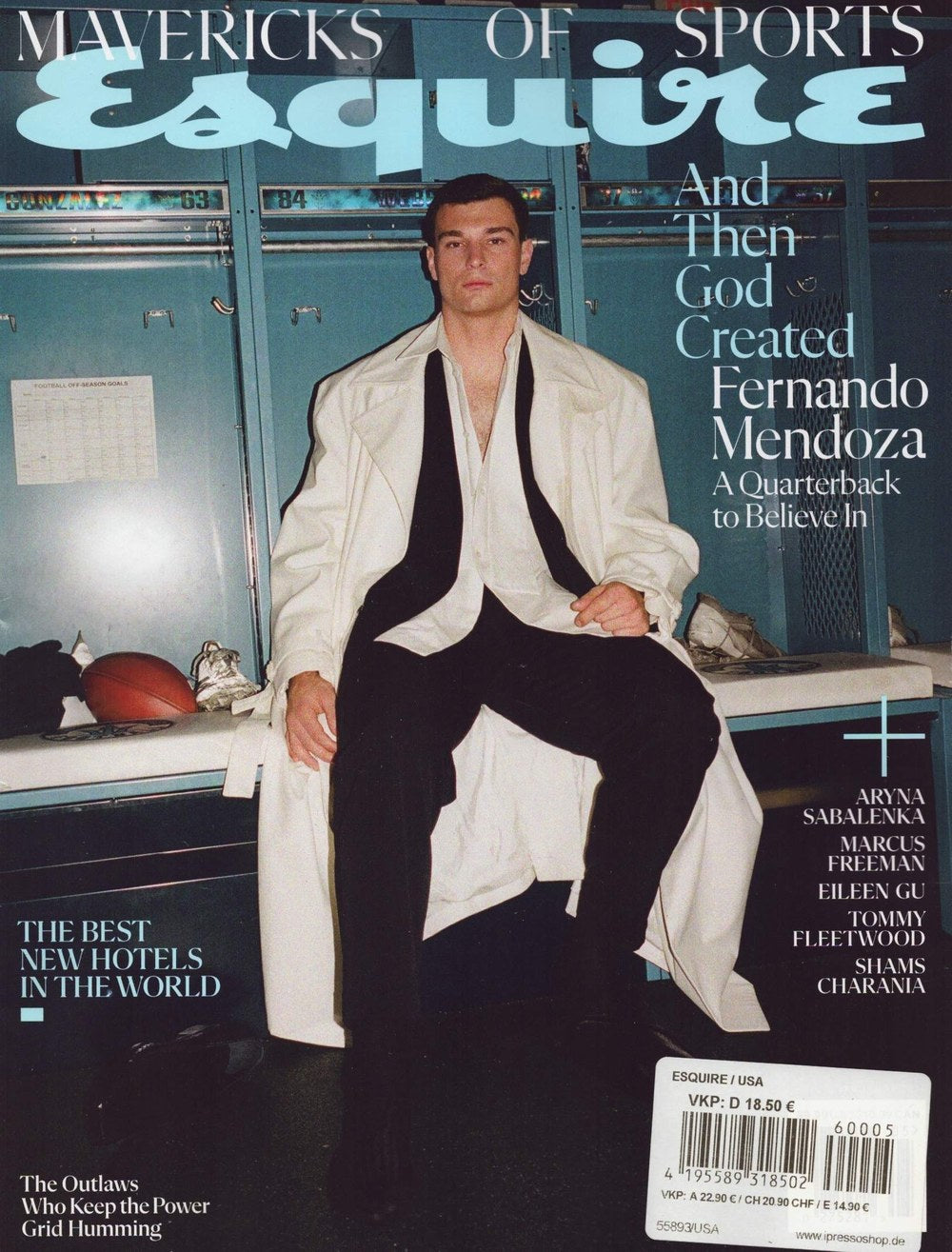 Esquire Tijdschrift Duitsland 2026-05 Fernando Mendoza Aryna Sabalenka Marcus Freeman Eileen Gu Tommy Fleetwood Originele uitgave