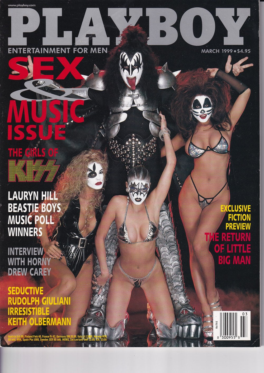 Playboy Tijdschrift USA 1999-03 Gene Simmons Lauryn Hill Drew Carey Rudolph Giuliani Keith Olbermann Originele uitgave