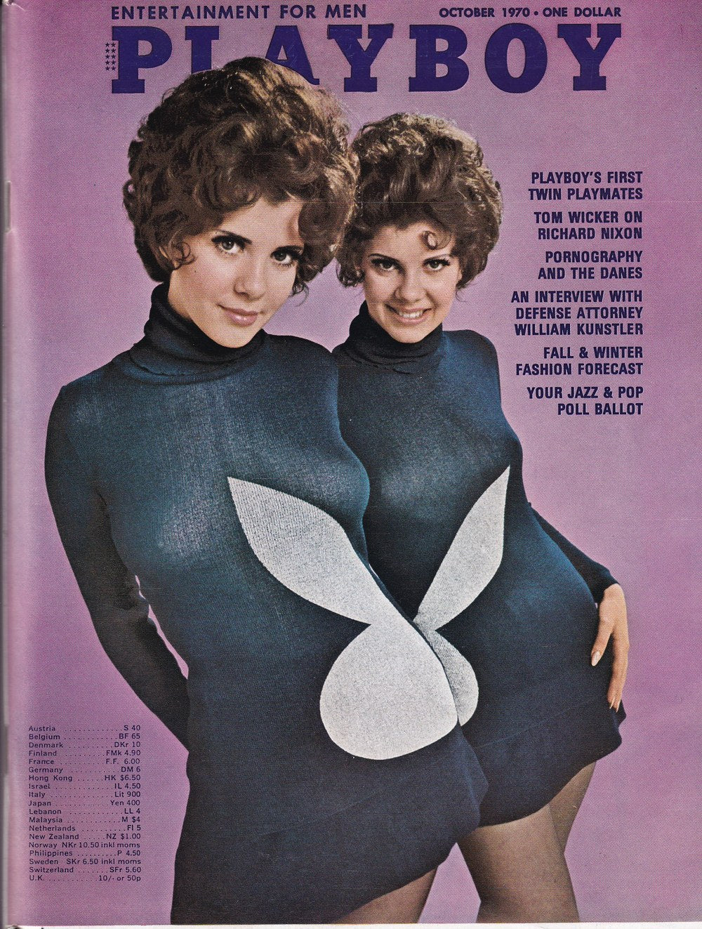 Playboy Magazine USA 1970-10 Mary Collinson Madeleine Collinson Richard Nixon Tom Wicker William Kunstler Édition originale