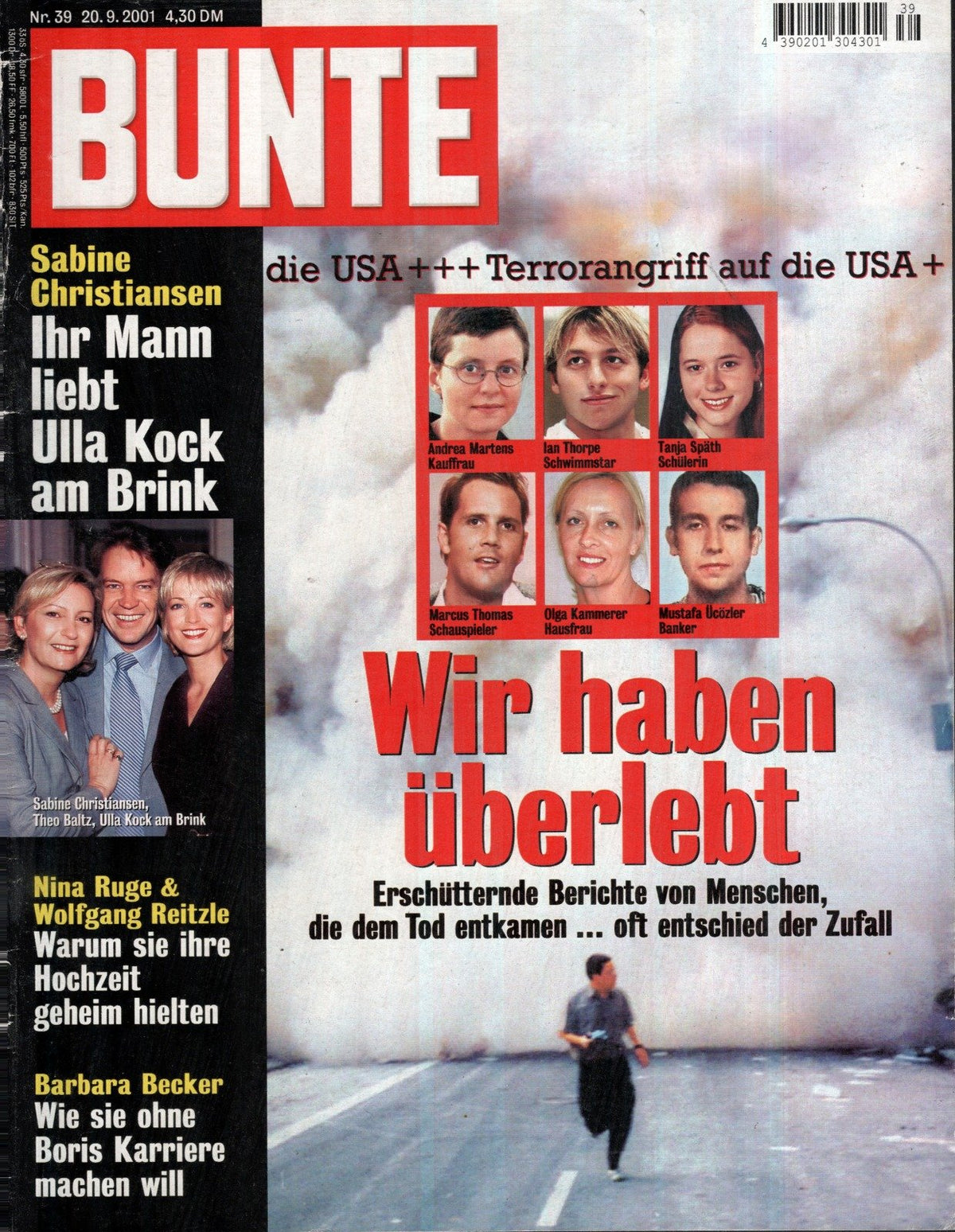 Bunte Revista Alemania 2001-39 – Sabine Christiansen Ulla Kock Am Brink Nina Ruge Wolfgang Reitzle Barbara Becker – Edición original