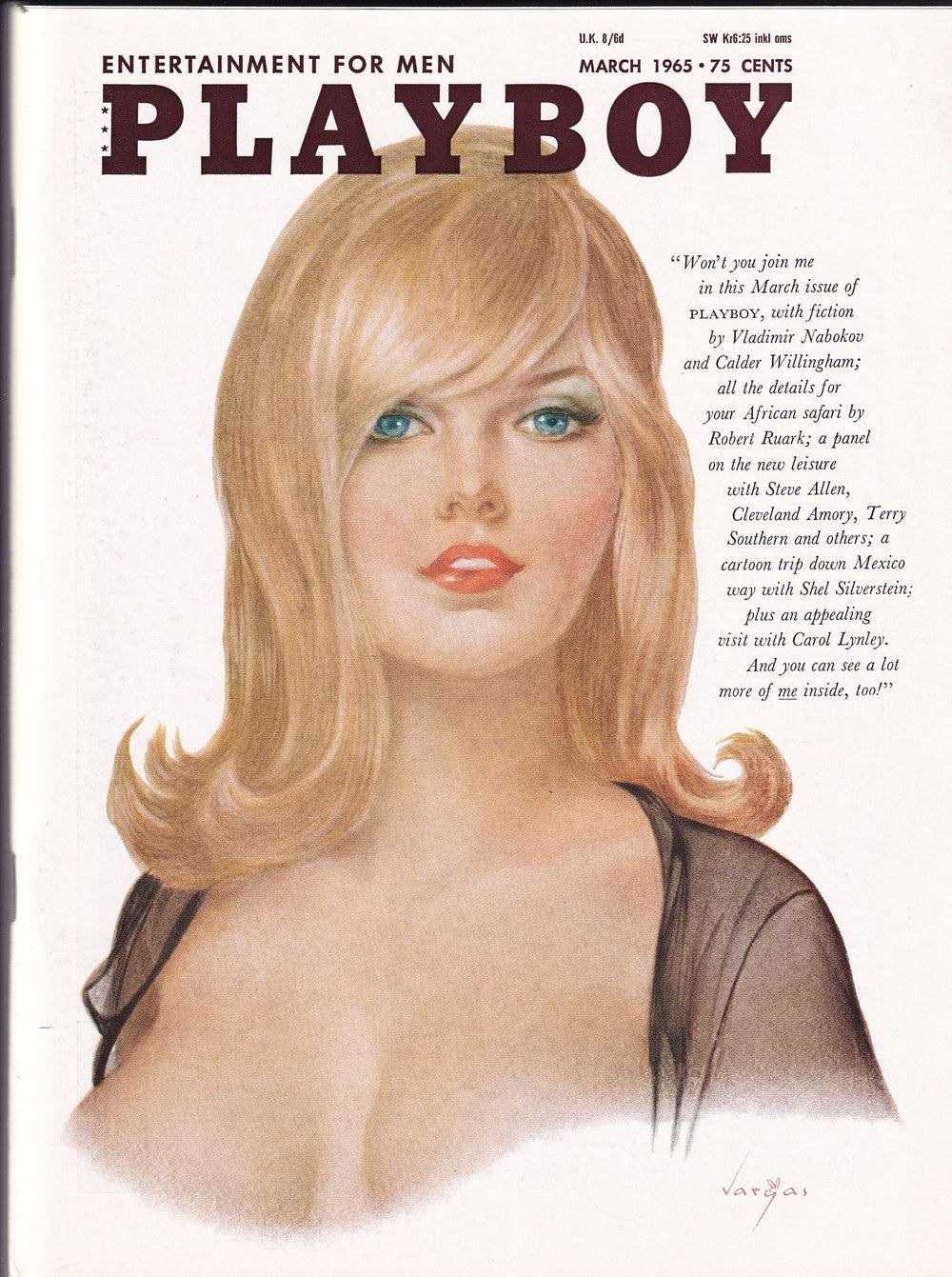 Playboy Rivista USA 1965-03 Carol Lynley Vladimir Nabokov Calder Willingham Robert Ruark Steve Allen Edizione originale