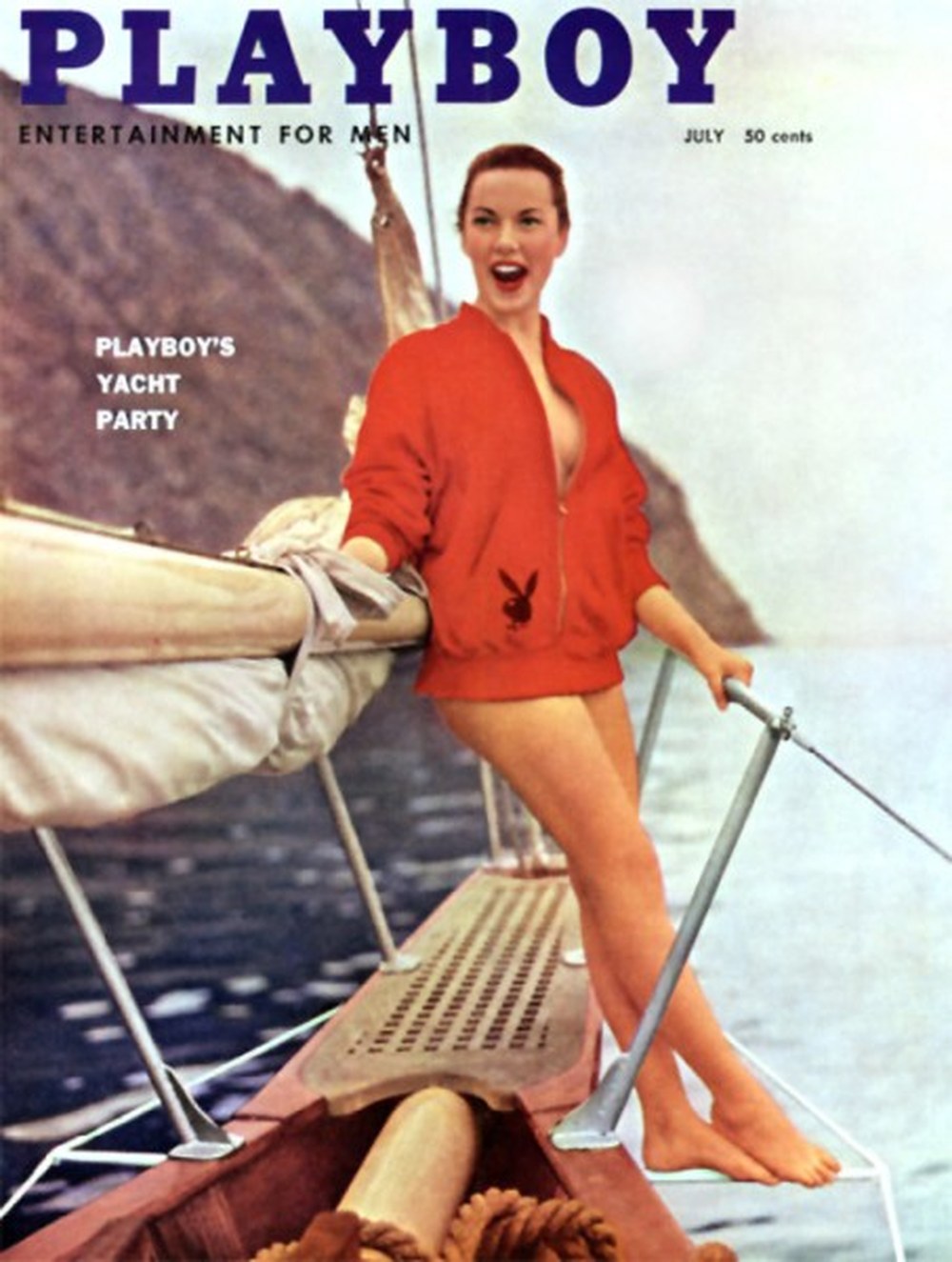 Playboy Magazin USA 1957-07 Playboy Yacht-Party Segelboot