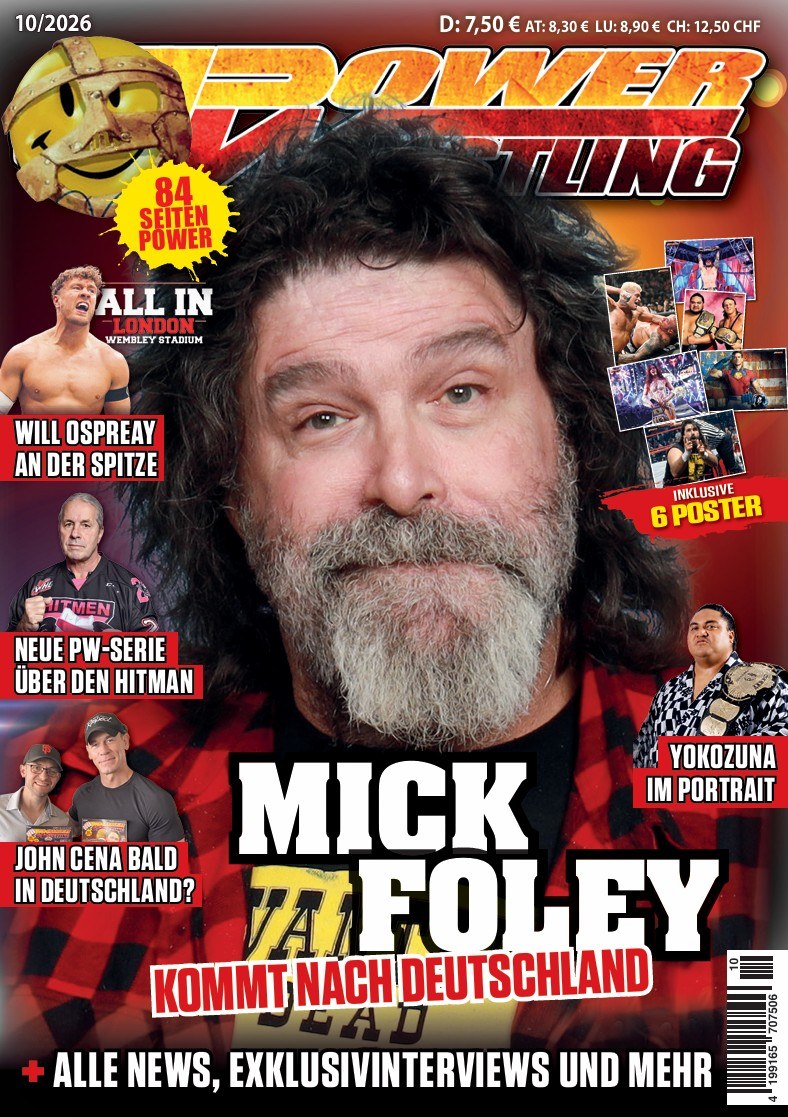 Power Wrestling Revista Alemanha 2026-10 – Mick Foley Will Ospreay Yokozuna John Cena Bret Hart – Edição original