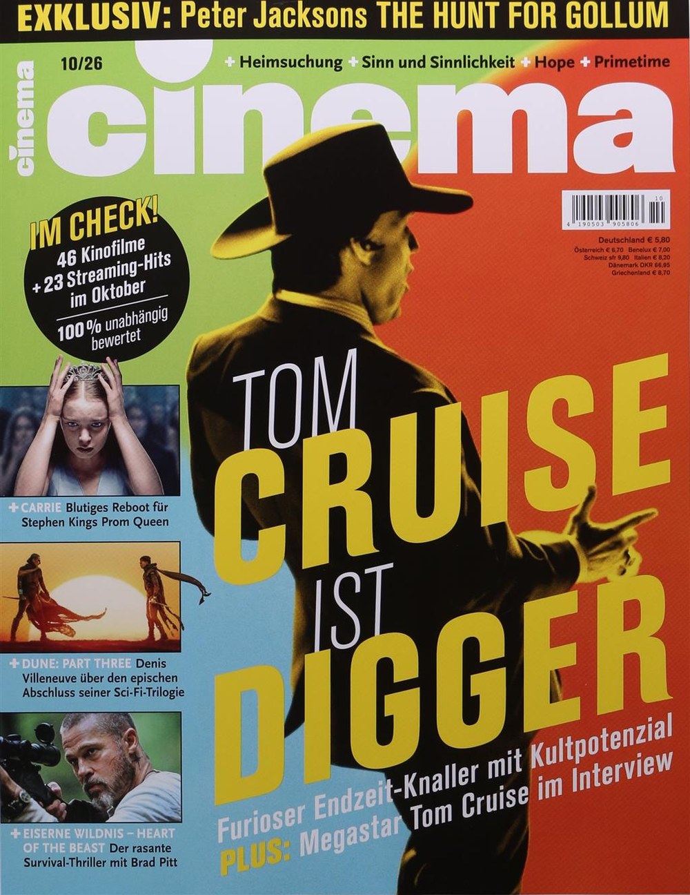 Cinema Lehti Saksa 2026-10 – Tom Cruise Brad Pitt Denis Villeneuve Peter Jackson – Alkuperäinen painos