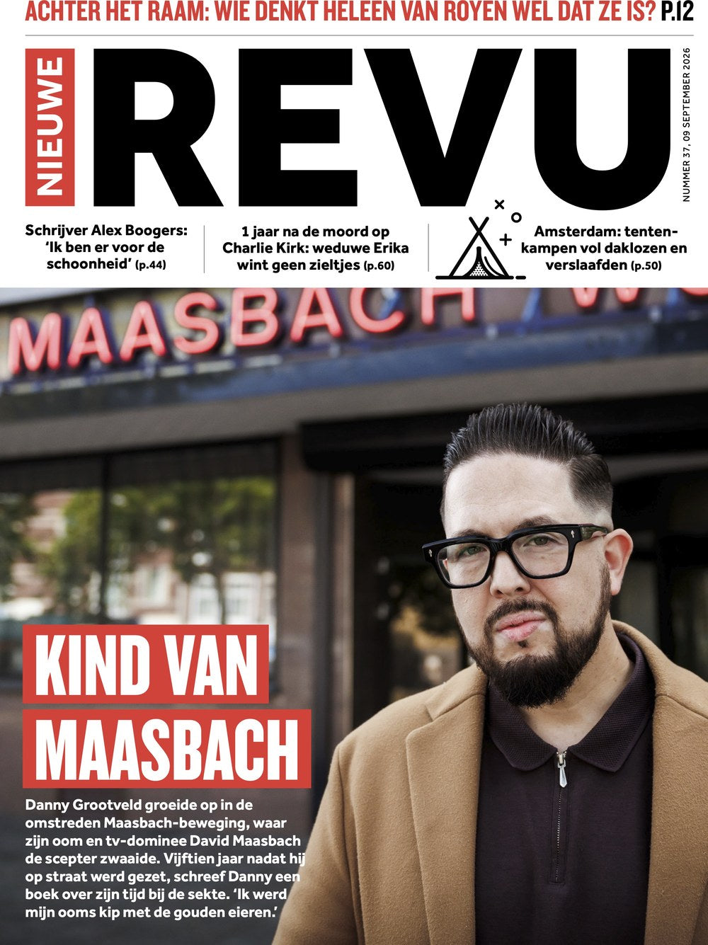 Nieuwe Revu Revista Países Bajos 2026-37 – Danny Grootveld Alex Boogers Charlie Kirk Heleen Van Royen David Maasbach – Edición original