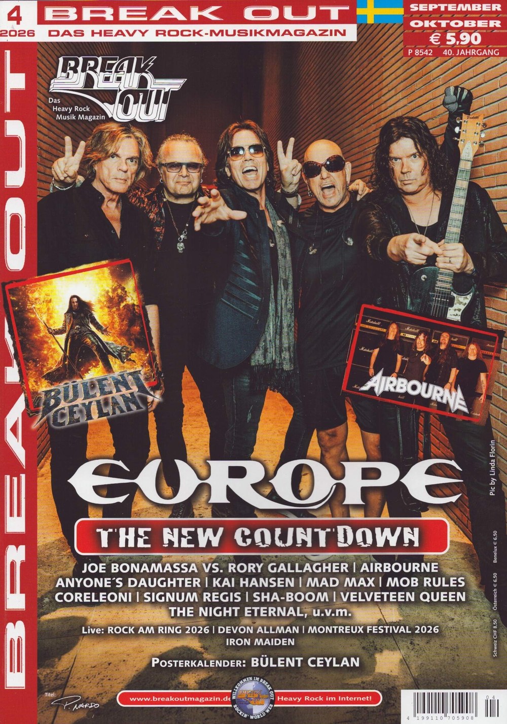 Break Out Revista Alemania 2026-04 – Europe Bülent Ceylan Airbourne Joe Bonamassa Rory Gallagher – Edición original