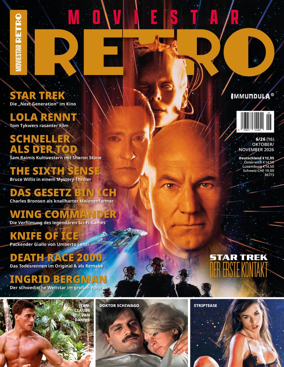 Moviestar Retro Rivista Germania 2026-10 – Patrick Stewart Jean-Claude Van Damme Bruce Willis Sharon Stone Charles Bronson – Edizione originale