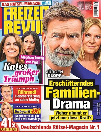Freizeit Revue Magasin Tyskland 2026-40 – Jürgen Klopp Catherine, Princess Of Wales Meghan, Duchess Of Sussex Alexander Zverev Tanja Szewczenko – Originaludgave