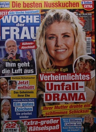 Woche Der Frau Tijdschrift Duitsland 2026-40 – Beatrice Egli Nino De Angelo Corinna Schumacher Mette-Marit Marie Reim – Originele uitgave