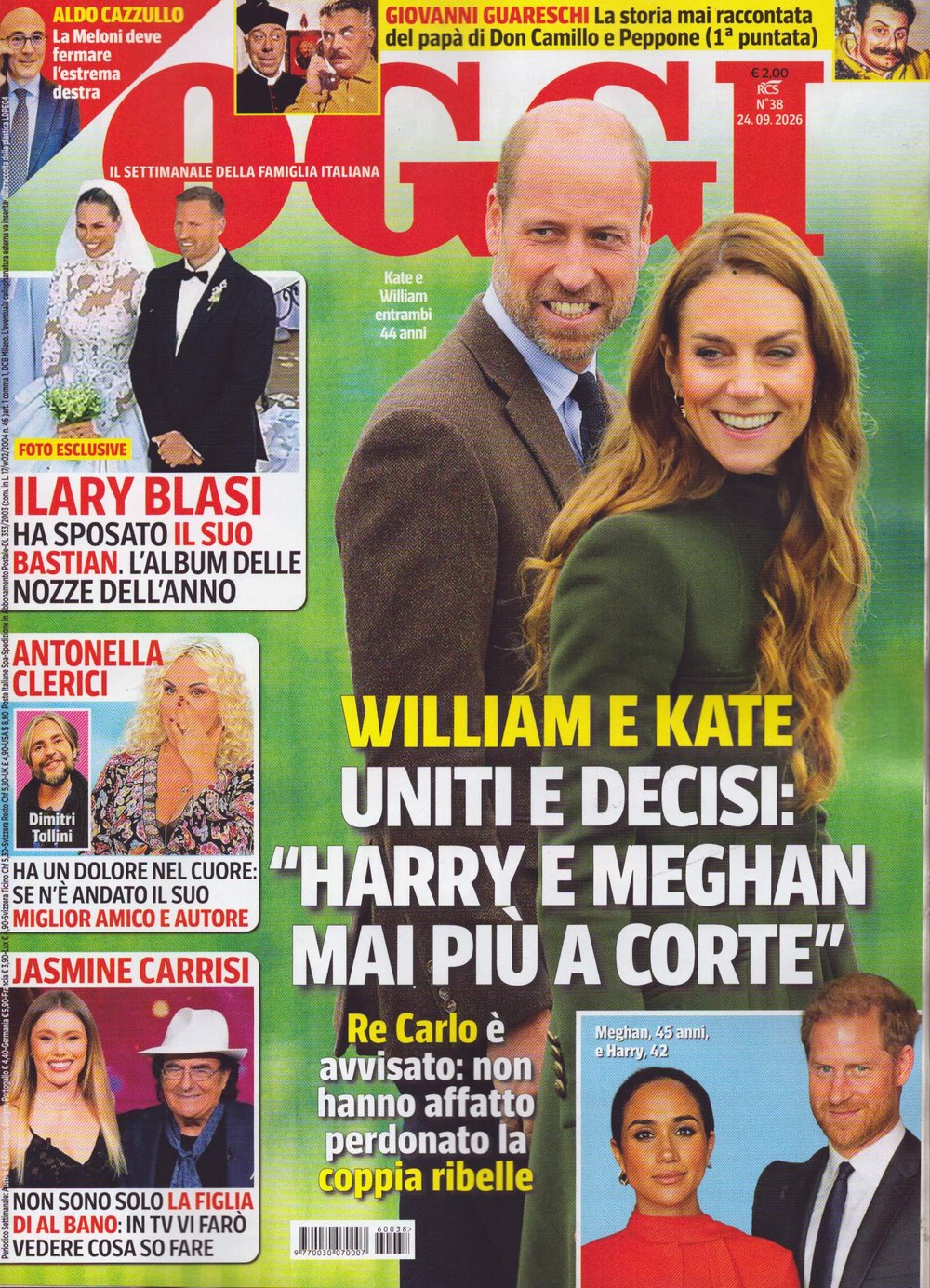 Oggi Magasin Italien 2026-38 – William, Prince Of Wales Catherine, Princess Of Wales Prince Harry Meghan Markle Ilary Blasi – Originaludgave