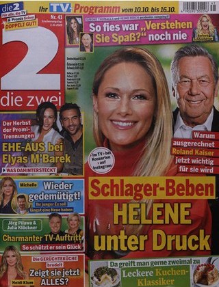 Die Zwei Magasin Tyskland 2026-41 – Helene Fischer Roland Kaiser Elyas M'Barek Heidi Klum Jörg Pilawa – Originalutgåva
