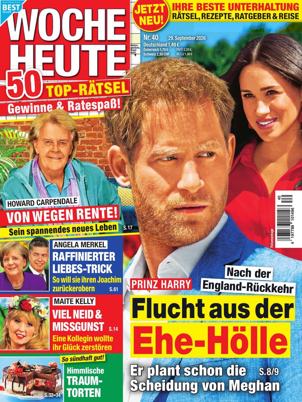 Woche Heute Magazin Deutschland 2026-40 Prince Harry Meghan Markle Howard Carpendale Angela Merkel Maite Kelly