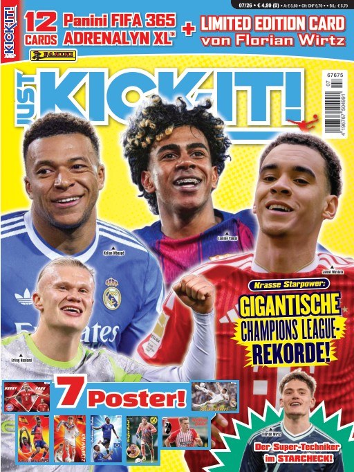 Just Kick It Magazin Deutschland 2026-07 Lamine Yamal Kylian Mbappé Jamal Musiala Erling Haaland Florian Wirtz