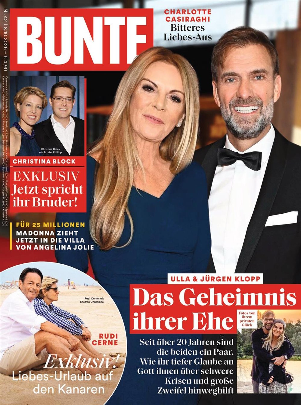 Bunte Revista Alemania 2026-42 – Ulla Klopp Jürgen Klopp Christina Block Rudi Cerne Charlotte Casiraghi – Edición original
