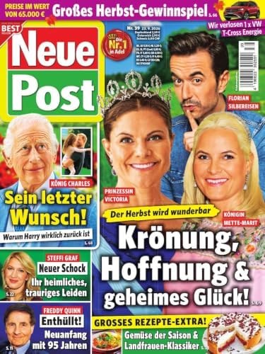 Neue Post Sonderheft Tijdschrift Duitsland 2026-39 – Victoria Von Schweden Florian Silbereisen Mette-Marit Von Norwegen Charles III. Steffi Graf – Originele uitgave