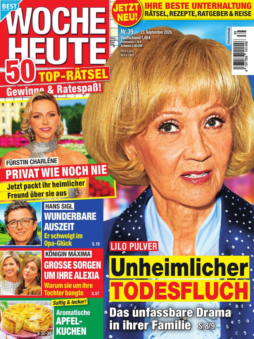 Woche Heute Revista Alemania 2026-39 – Lilo Pulver Charlène Von Monaco Hans Sigl Königin Máxima – Edición original