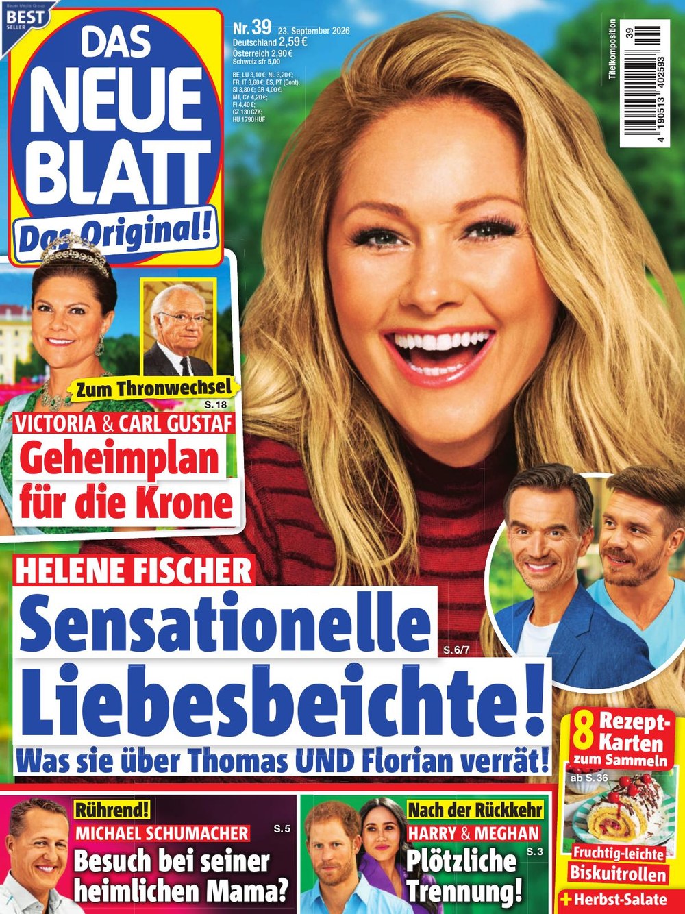 Das Neue Blatt 2026-39 – Helene Fischer Victoria Von Schweden Carl XVI. Gustaf Michael Schumacher Harry Von Sussex – Alkuperäinen painos