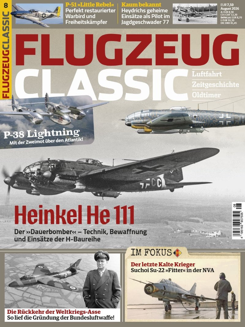 Flugzeug Classics Magazin Deutschland 2026-08 Heinkel He 111 Dauerbomber H-Baureihe