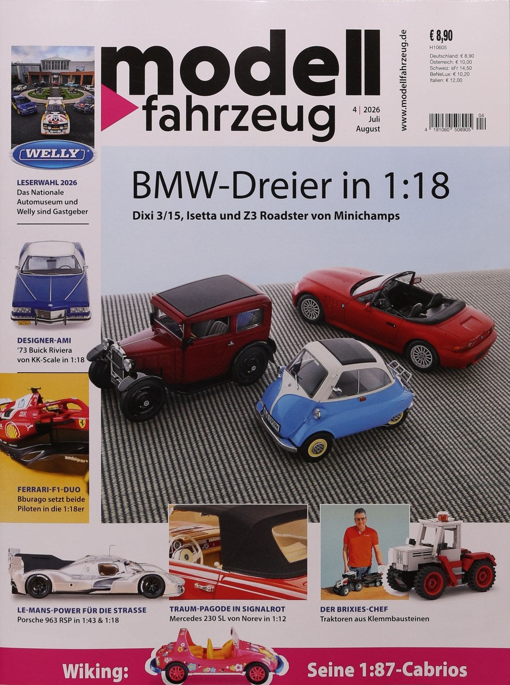 Modell Fahrzeug Magazin Deutschland 2026-04 BMW Modellautos Dixi 3/15 BMW Isetta