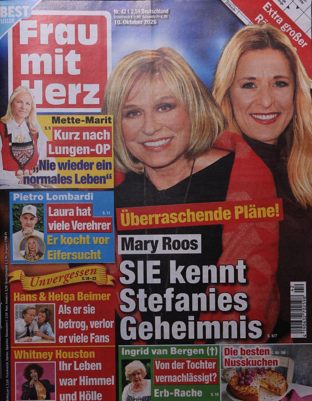 Frau Mit Herz 2026-42 – Mary Roos Mette-Marit Pietro Lombardi Hans Beimer Helga Beimer – Alkuperäinen painos
