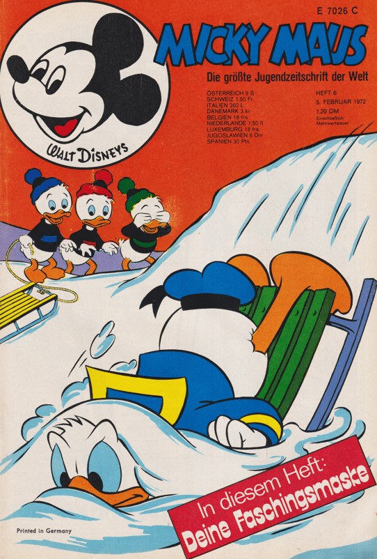 Micky Maus Revista Alemanha 1972-06 – Donald Duck Huey Duck Dewey Duck Louie Duck – Edição original