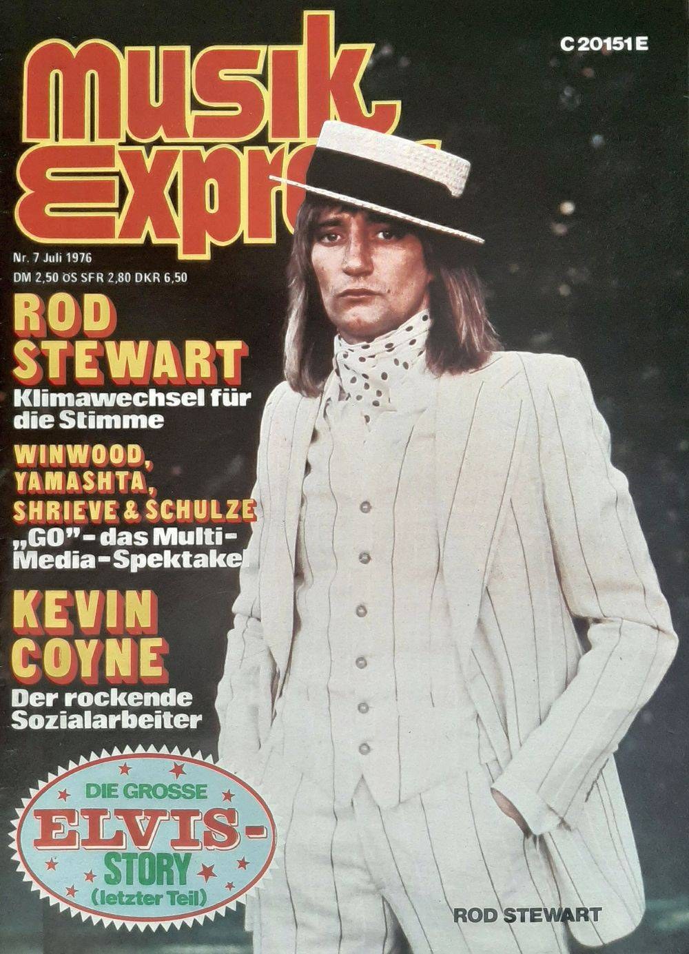 Musik Express Im 1976-07 Rod Stewart Kevin Coyne Elvis Presley Winwood, Yamashta, Shrieve & Schulze