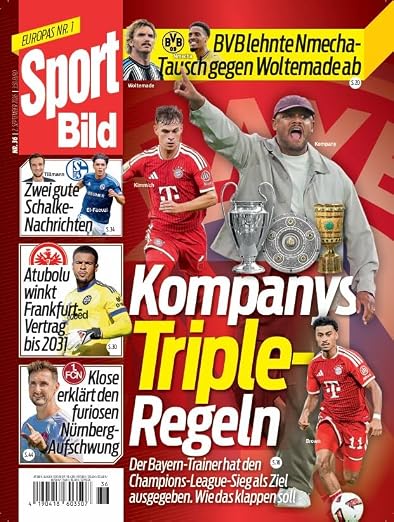 Sport Bild Revista Alemania 2026-36 – Vincent Kompany Joshua Kimmich Jamal Musiala Serge Gnabry Florian Wirtz – Edición original