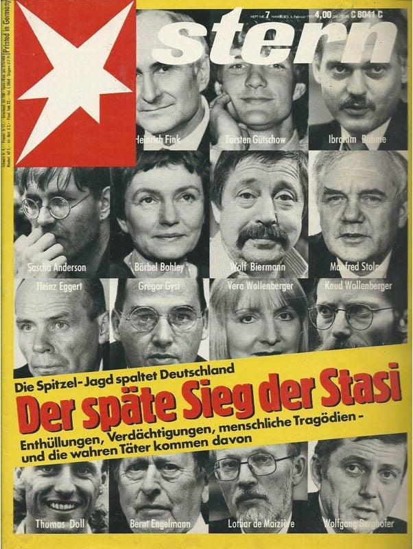 Stern Rivista Germania 1992-07 – Heinrich Fink Torsten Gutschow Ibrahim Böhme Sascha Anderson Bärbel Bohley – Edizione originale
