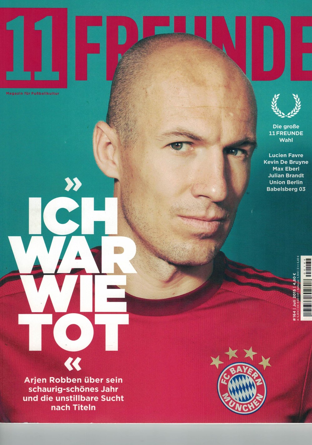 11 Freunde Lehti Saksa 2015 Arjen Robben Lucien Favre Kevin De Bruyne Max Eberl Julian Brandt Alkuperäinen painos