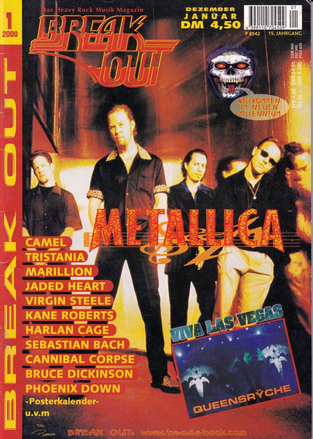 Break Out Magasin Tyskland 2000-01 – Metallica Queensrÿche Camel Tristania Marillion – Originaludgave