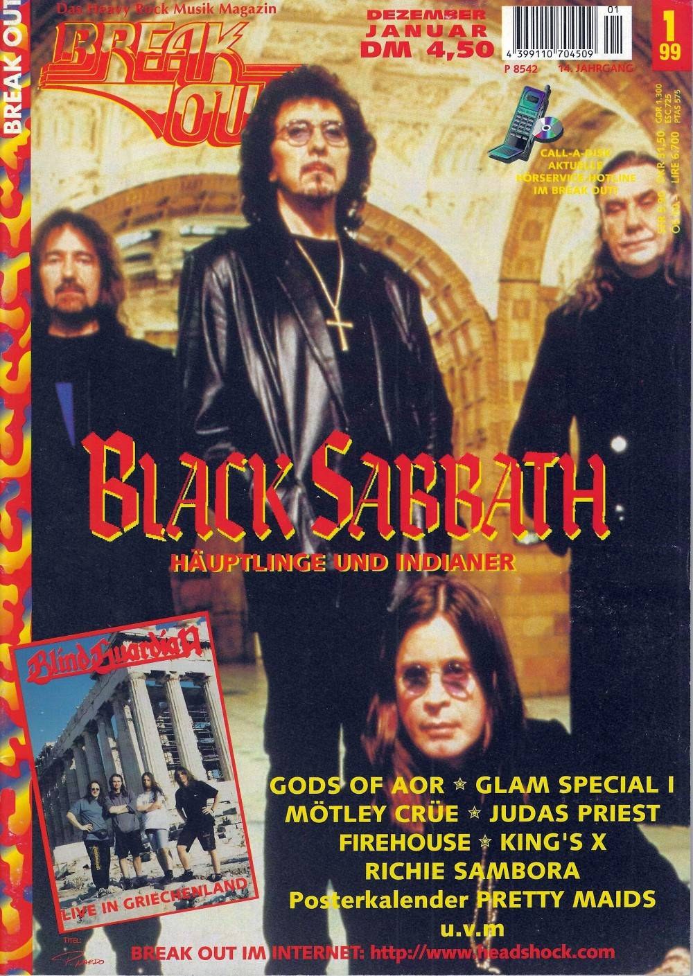 Break Out Magazine Germany 1998-12 – Black Sabbath Blind Guardian Richie Sambora Mötley Crüe Judas Priest – Original Print Issue