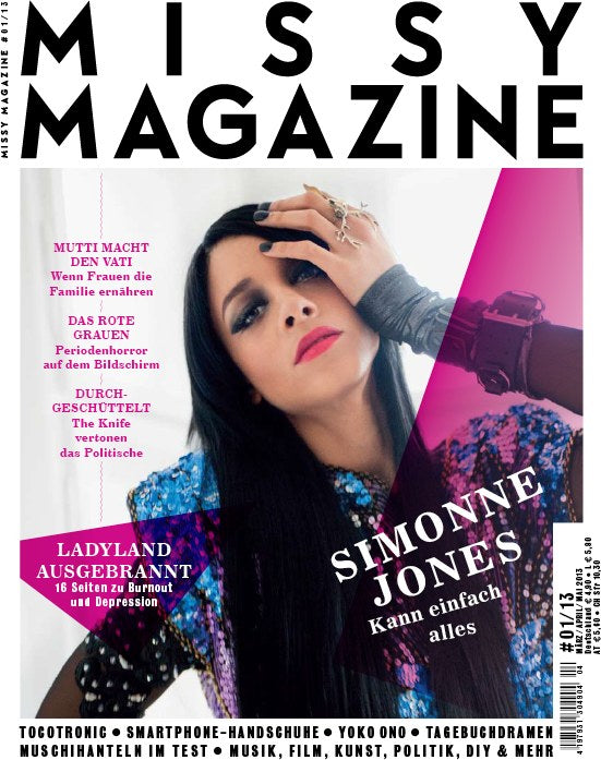 Missy Magazine Germany 2013-01 – Simonne Jones Yoko Ono Tocotronic The Knife – Original Print Issue
