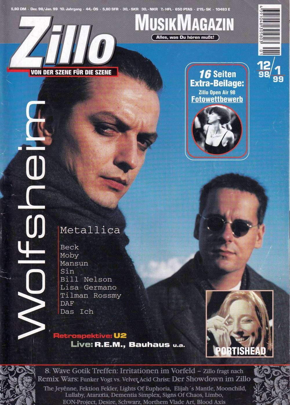 Zillo Magazine Germany 1998-12 – Wolfsheim Portishead Metallica Beck Moby – Original Print Issue