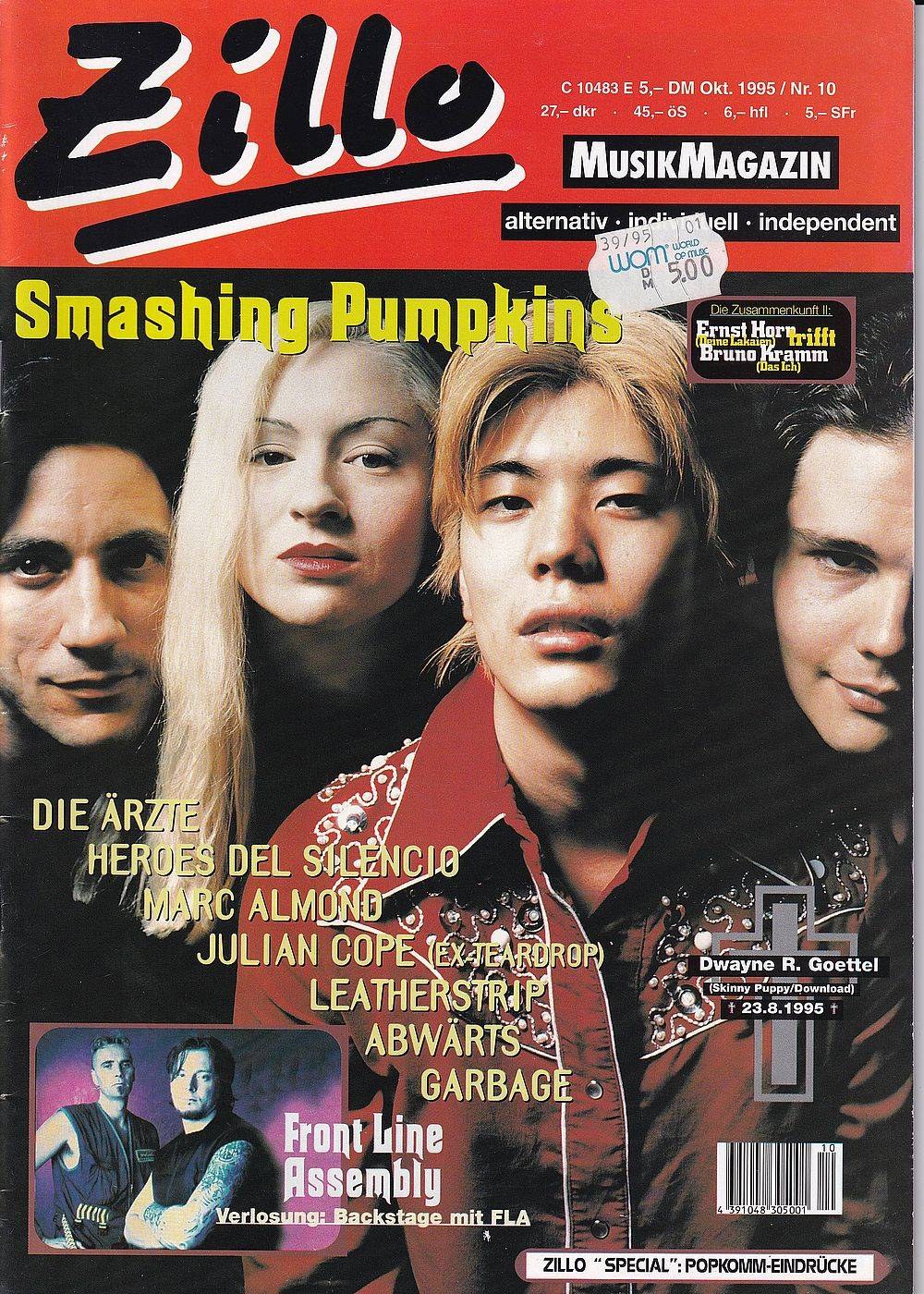 Zillo Rivista Germania 1995-10 – Smashing Pumpkins Front Line Assembly Die Ärzte Heroes Del Silencio Marc Almond – Edizione originale