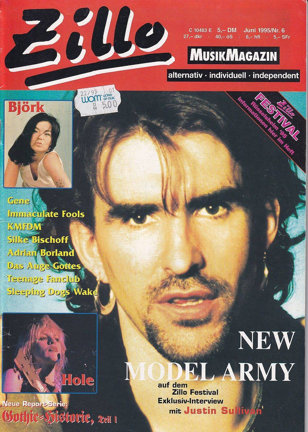 Zillo Magazine Germany 1995-06 – Justin Sullivan Björk Courtney Love New Model Army Hole – Original Print Issue