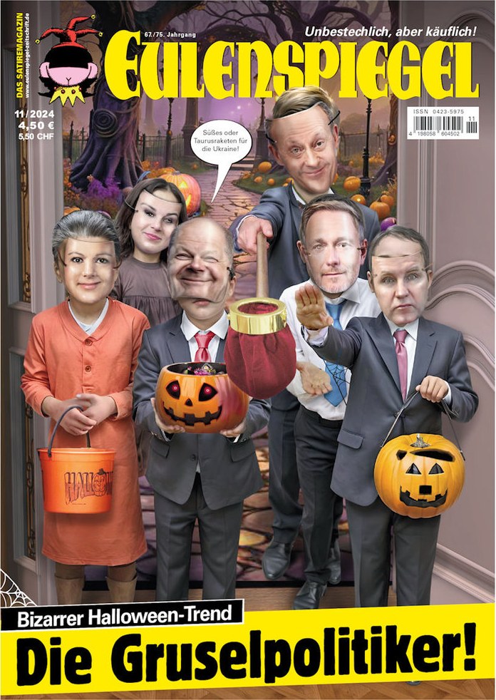 Eulenspiegel Magasin Tyskland 2024-11 – Olaf Scholz Christian Lindner Annalena Baerbock Friedrich Merz Sahra Wagenknecht – Originalutgåva