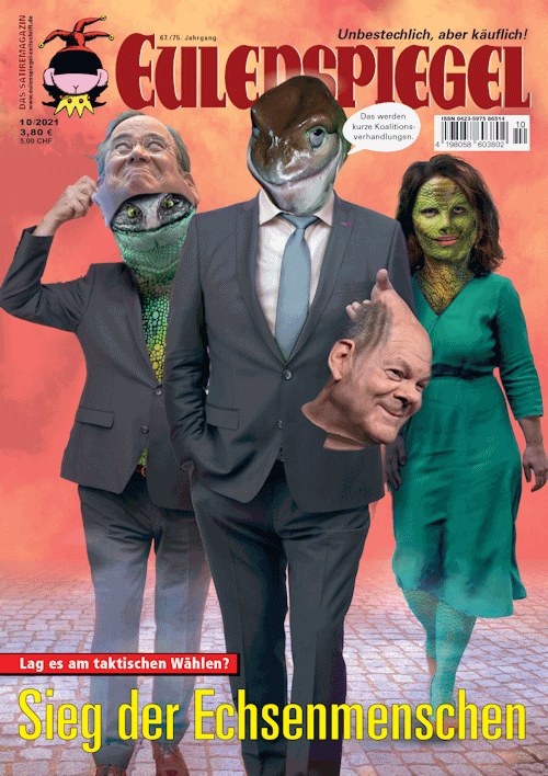 Eulenspiegel Magasin Tyskland 2021-10 – Christian Lindner Armin Laschet Olaf Scholz Annalena Baerbock – Originaludgave