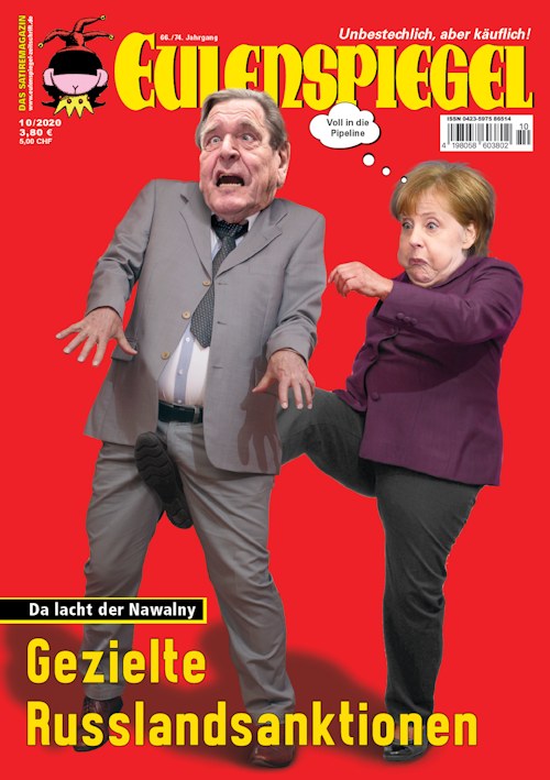 Eulenspiegel Magasin Tyskland 2020-10 – Gerhard Schröder Angela Merkel – Originaludgave