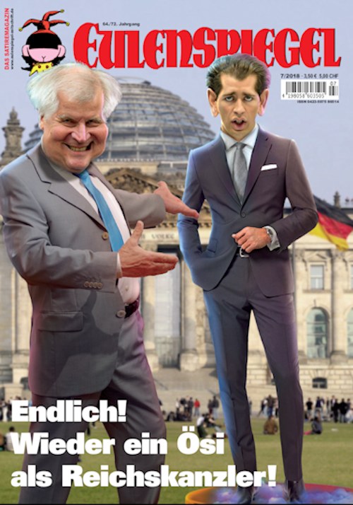 Eulenspiegel Magasin Tyskland 2018-07 – Horst Seehofer Sebastian Kurz – Originaludgave