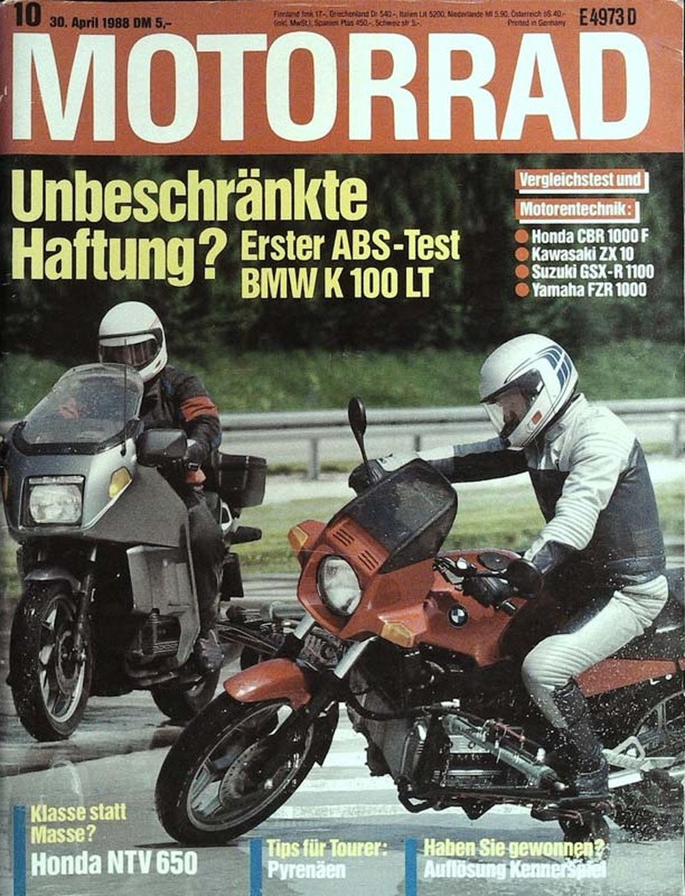 Motorrad Lehti Saksa 1988-10 Alkuperäinen painos