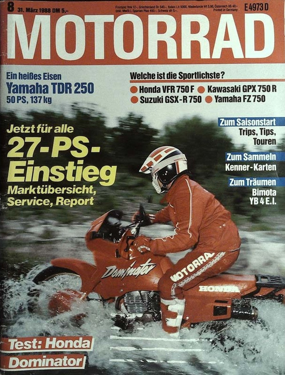 Motorrad Tijdschrift Duitsland 1988-08 Originele uitgave