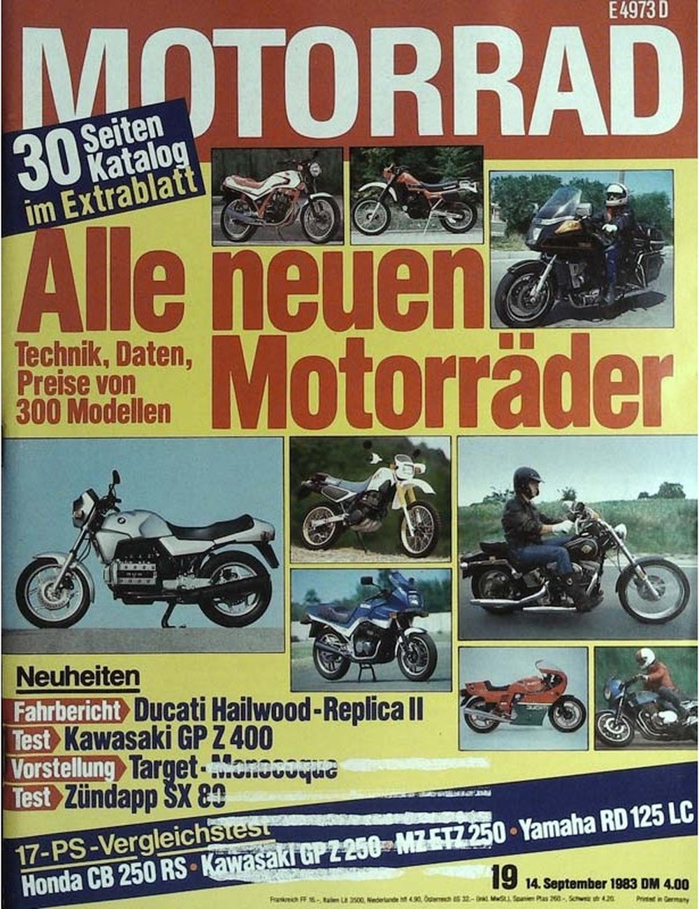 Motorrad Tijdschrift Duitsland 1983-19 Originele uitgave