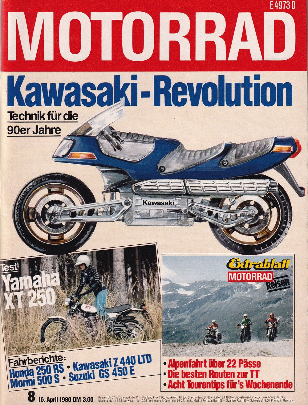 Motorrad Magazin Deutschland 1980-08 Kawasaki Motorrad-Technik Yamaha XT 250